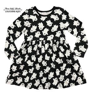 Hanna Andersson Sz 110 (5) Spooky Smiles Ghost Print Dress Halloween